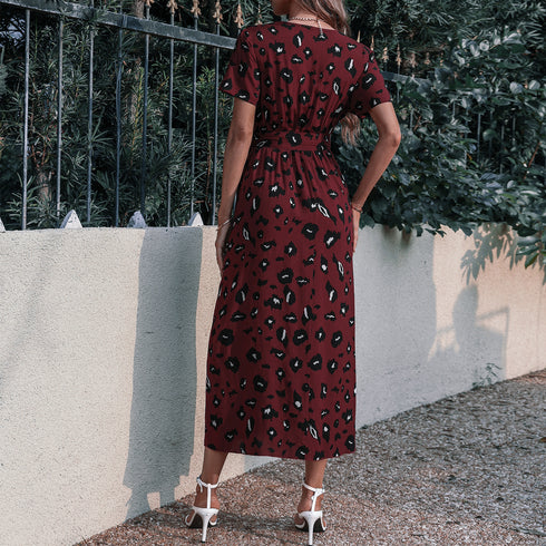 Women's V-Neck Floral Maxi Dress - ROUTINE FASHION